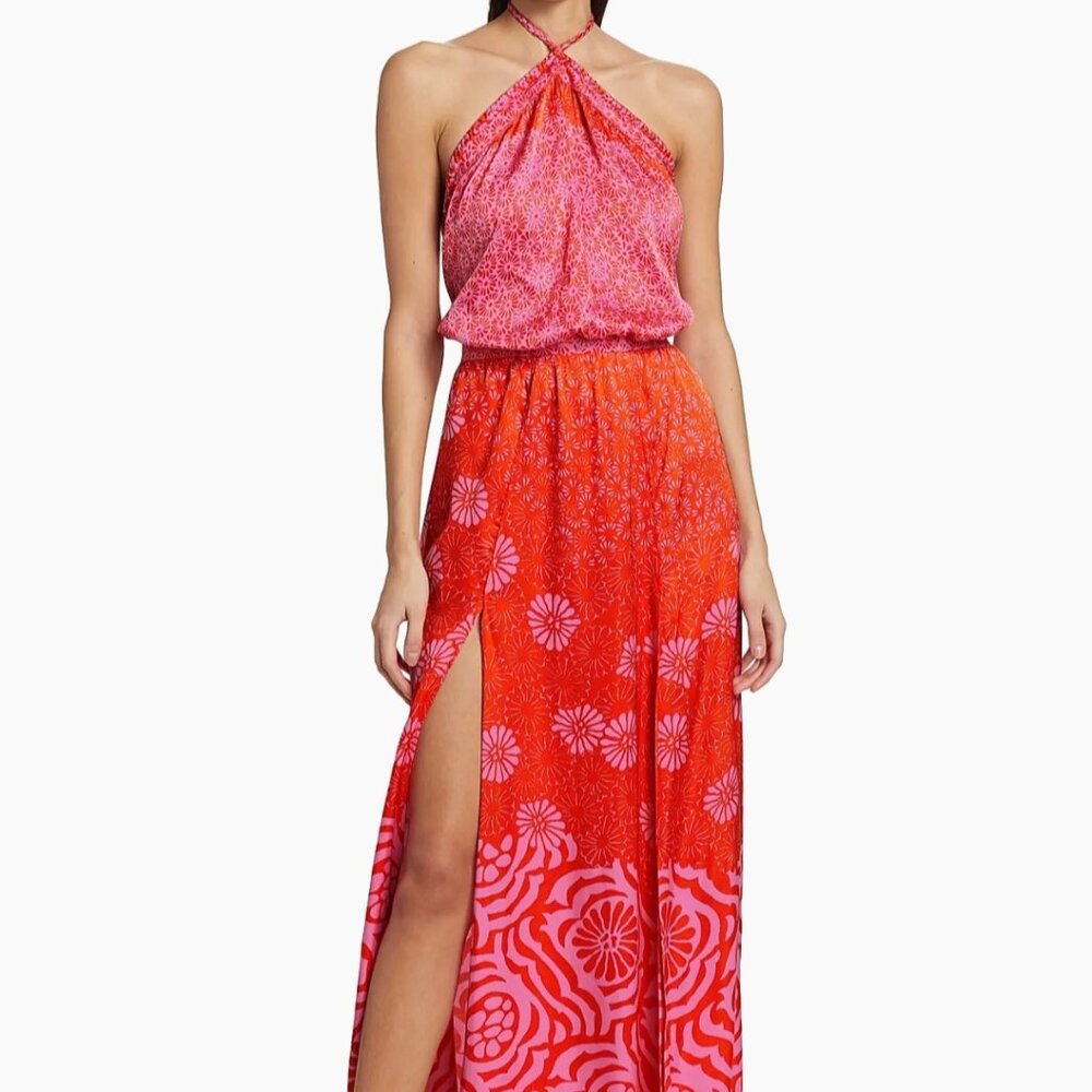 Poupette St Barth Billie Daisey Print Halter Maxi Dress
